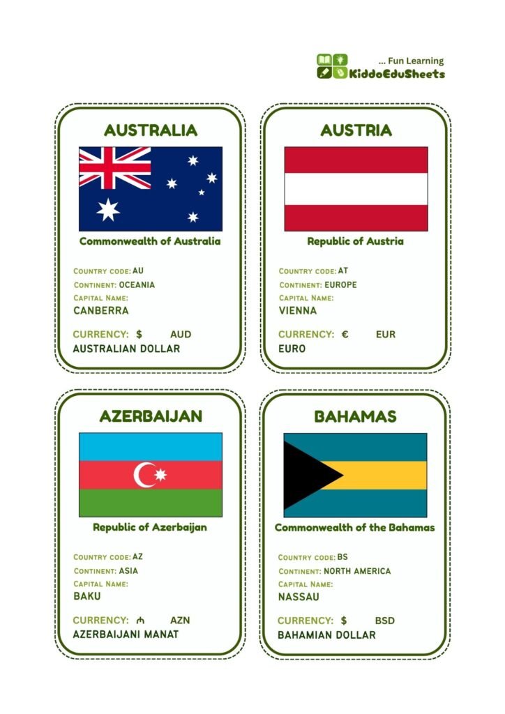 Kids’ Flash Cards: 191 Amazing Countries, Flags, Capitals & Currencies ...