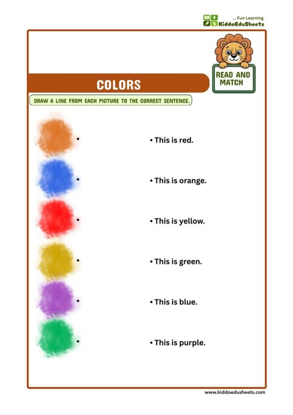 read and match worksheets for preschool kids