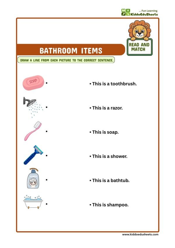 read and match worksheets for preschool kids