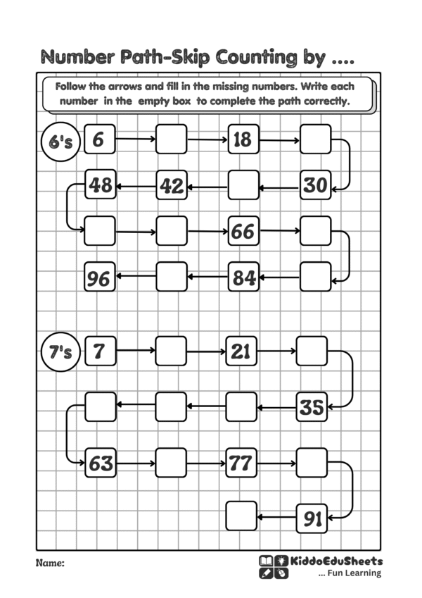 Skip counting worksheet