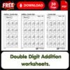 double digit addition worksheets printable for kids