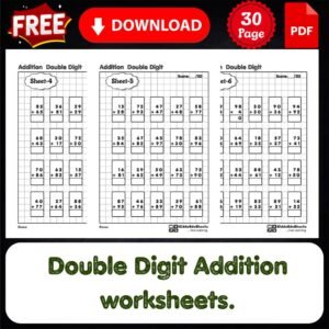 double digit addition worksheets printable for kids