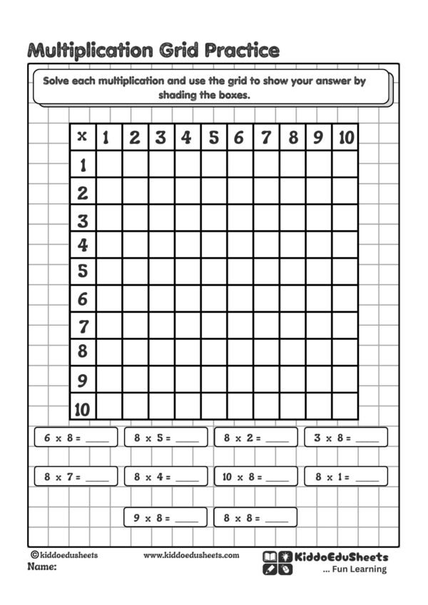 Multiplication Grid Worksheets